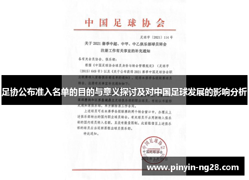 足协公布准入名单的目的与意义探讨及对中国足球发展的影响分析